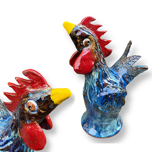 Billy Joe Craven 9.75" Blue Rooster Figural DP6066